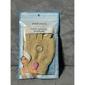 Spa Savvy Exfoliating Bath Gloves Beige Polyester‎ 5009/72 Body Scrub Mitts. 2pk